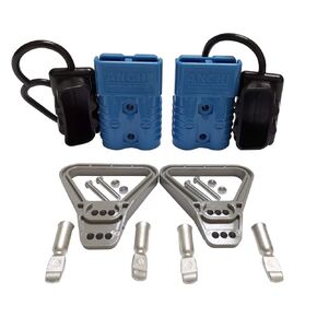 Kit 175 Amp 2Pcs Connectors Plugs 175A Quick Connect Disconnect 600 V+ 2 Pcs 175 amp Handle Battery Power Connector+2 Pcs Cover Dust (Grey, 2 AWG)
