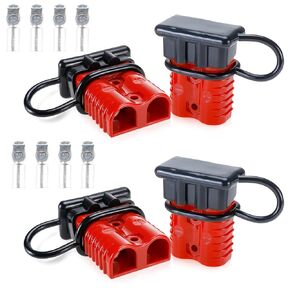 175A Wire Connector, 1/0 AWG Battery Quick Connect Disconnect, 4 Packs Wire Harness Plug Kit for Recovery Winch or Trailer (Red)