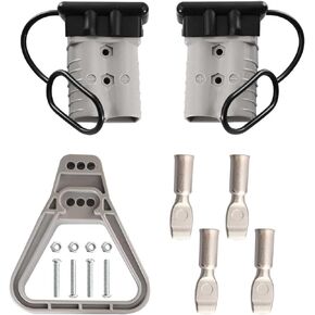 2PCS 2/0 Gauge 350 Amp Battery Quick Connectors with Handle, Jumper Cable Plug Connect/Disconnect for Recovery Winch, Towing Systems(Red)