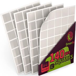 GreenFix Double Sided Mounting Squares 140PCs - Clear Sticky Tack for Wall Hanging - Poster Putty Removable Non Marking - Double Sided Tape Squares use Picture Hangers Mounting Putty