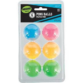 Vibrant Neon Pong Balls - 1.5" (Pack of 6) - Premium Quality & Durable Material | Ideal for Party Games & Sports
