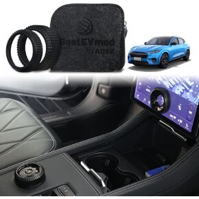 AOSKonology for Mach E Volume Control Knob MetalCover Accessories Volume/Gear Shift Switch Knob Metal Cover Zinc Alloy SNAP in Design Compatible with 2021-2024 Mustang Mach E (Volume+Gear, Black) in Kuwait