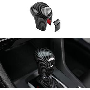 Thenice for 10th Gen Civic Gear Shifting Knob Cover ABS Black Carbon Fiber CVT Automatic Transmission Lever Trim for Honda Civic 2021 2020 2019 2018 2017 2016