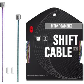 CNC Pro Slick Polished Bike Shifter Cable for SRAM,MTB Derailleur Cable 1.2X 2100/2500/3000/3500mm for Mountain Bike，Road Bike,Rainbow.