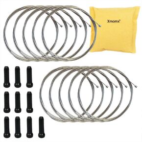 10 pcs 2100mm Shift Cable Derailleur Cable Stainless Steel for Mountain and Road Bicycle + 10 PCs Black Alloy Cable Cap End Tip Crimp