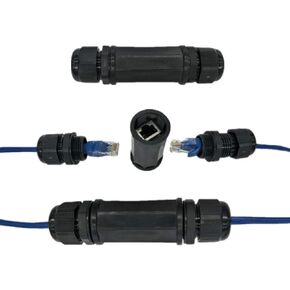VizGiz 2 Pack RJ45 Waterproof Coupler CAT6/CAT5E/CAT5 Female to Female Adapter Weatherproof Connector Cover Plug Extension Cable Joiner Ethernet LAN IP68 for Outdoor LED CCTV Camera
