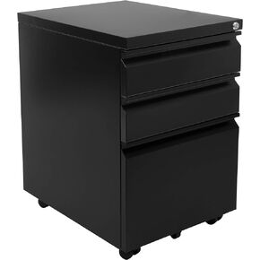Mount-It! Mobile File Cabinet with 3 Drawers | Under Desk Rolling Storage with Lock for Supplies, Files, and Materials, Mobile Space Saving for Home and Office