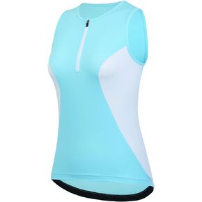 بدلة ثلاثية للنساء بدون أكمام، بدلة الترياتلون، قمصان ركوب الدراجات (M أزرق) in Kuwait