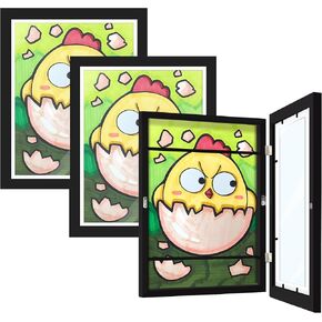 3 قطع من الإطارات الفنية للأطفال، فتحة أمامية قابلة للتغيير، تعرض 8.5x11 مع حصيرة و10x12.5 بدون حصيرة، تحمل 100 قطعة، مناسبة لغرف الأطفال والمنازل والمكاتب، أسود in Kuwait