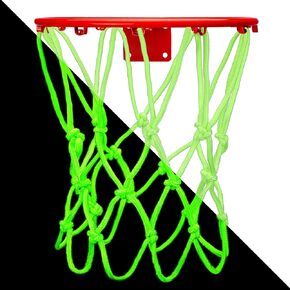 Nightlight Mini Basketball Net Basketball Hoop Net 8 Loop Replacement Portable Nylon Glow in The Dark Basket Ball Net for Children Outdoor Sun Powered Hoop Sports Gifts 8-10.25 Inch Rims