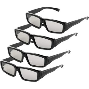 4 Pack Passive Circular Polarized RealD 3D Glasses for Cinema and Passive 3D TVs Projectors, Note: Does Not Work with Active 3D TVs Projectors
