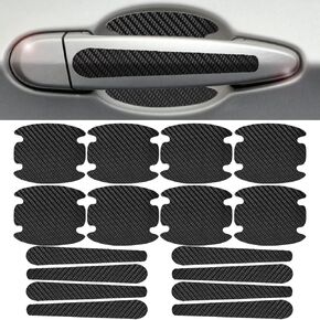 16Pack Car Door Handle Protector - Black Carbon Fiber Door Handle Paint Protection Film,Automotive Exterior Accessories Universal for Most Car Handles