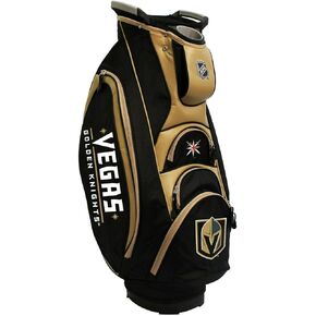 Team Golf NHL Las Vegas Golden Knights Victory Golf Cart Bag, 10-Way Top with Integrated Dual Handle & External Putter Well, Cooler Pocket, Padded Strap, Umbrella Holder & Removable Rain Hood