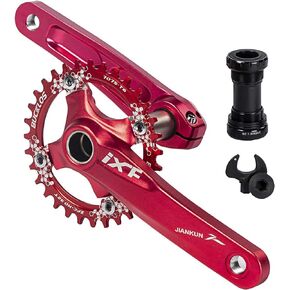 BUCKLOS IXF 104 BCD 30T-38T 170MM Mountain Bike Crankset, Hollow Integrated MTB Crank Set, Aluminum Alloy Crankset Round Oval Narrow Wide Chainring with Bottom Bracket Bolts Fit Shimano/FSA Gaint