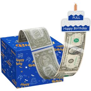 Money Box for Cash Gift Birthday, Birthday Money Pull Box, Money Gift Boxes for Cash Pull, Money Box for Cash Gift, Men Birthday Gift Ideas (Blue)