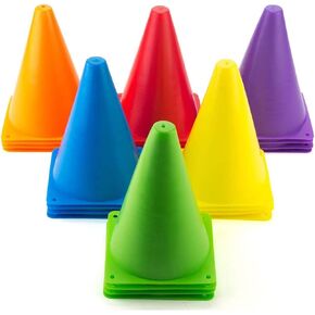 30 Pack 7 Inch Plastic Traffic Cones, Sport Training Agility Field Marker Cone for Soccer, Skating, Football, Basketball, Games, Indoor and Outdoor Activity & Festive Events, Assorted Colors