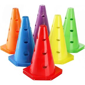Suwimut 24 Pack Plastic Agility Cones, 9 Inch Soccer Cones Training Agility Field Marker Plastic Traffic Cones for Training, Football Basketball Drills, Traffic, Activity, Party, Indoor Outdoor Games