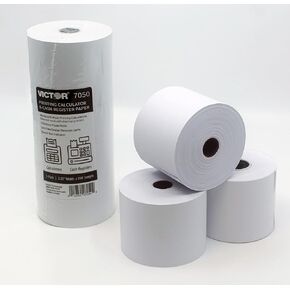 Victor 7050 Compact White Paper Rolls for Handheld and Portable Printing Calculators/Adding Machines/Ink Print Cash Registers 2.25" W x 150' FT (3-Pack)