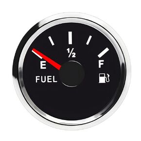 KAOLALI Electric Fuel Level Gauge 52mm Universal Fuel Meter Signal Adjustable 8 Color Backlight 9~32V Car Boat Indicator with 240-33ohm (Black Silver-1/4)