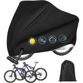 غطاء دراجة خارجي مقاوم للماء - ترقية أكسفورد 210D للماء - غطاء دراجة لدراجتين مضاد للغبار والشمس والأشعة فوق البنفسجية والرياح مع حقيبة تخزين بفتحات القفل للدراجة الكهربائية على الطرق الجبلية in Kuwait