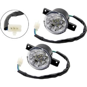 12V LED Front Headlight Compatible for TaoTao 125cc 150cc 250cc 300cc ATV Quad Headlights, Left Right Front Head Light for Coolster Peace JCL Baja Yamoto kazuma Roketa Chinese 4 wheeler (2PCS)