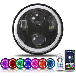 SUNPIE 5-3/4 5.75 Inch RGBW LED Head light Motorcycle Compatible with Sportster XL883 XL1200 Compatible with Dyna Low Rider Wide Glide Super Glide Compatible with Softail Springer Deuce Street 500/750