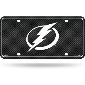 Rico Industries NHL Tampa Bay Lightning Carbon Fiber Metal Auto Tag 8.5" x 11" - Great for Truck/Car/SUV