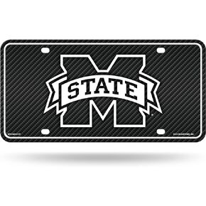 Rico Industries NCAA Mississippi State Bulldogs Carbon Fiber Metal Auto Tag 8.5" x 11" - Great for Truck/Car/SUV