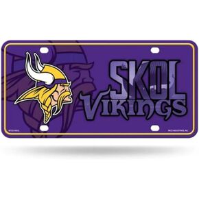 Rico Industries NFL Minnesota Vikings Skol Metal Auto Tag 8.5" x 11" - Great for Truck/Car/SUV