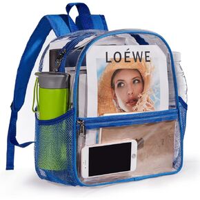 ZJIE Clear Mini Backpack 12x12x6 Stadium Approved Clear Backpacks Transparent Backpack for Stadium, Sporting Event, Music Festival and Concerts (Black)