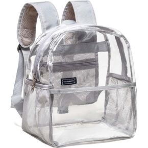 Vorspack Clear Backpack Stadium Approved - Clear Mini Backpack 12x12x6 for Women with 2 Water Holders Heavy Duty for Concert Work Sport Games Festival Venues- Black