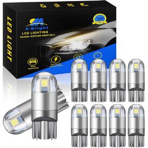 EverBright T10 194 Car Interior Lights 168 W5W Led Bulb 3030 Chips 2825 LED Bulb Dome Map Trunk Door Courtesy Light Clearance License Plate Light No-Polarity,AC/DC 12V,Blue,Pack of 10