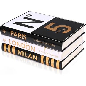 3 Pieces Decorative Books for Home Decor,Set of 3 Hardcover Modern Decorative Book Stack,Fashion Design Book Stack for Table/Shlef/Living Room