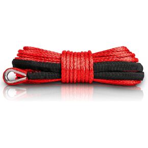 XPV SK75 1/4" x 49‘ Dyneema Synthetic Winch Rope Cable with Black Protecting Sleeve for SUV ATV UTV Vehicle Boat Car （10000LBS）(Black)