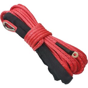 Synthetic Winch Rope 1/4" x 50ft 7700LBS Nylon Winch Rope with Protective Sleeve and Sheath for 4x4 Off Road SUV ATV Grey