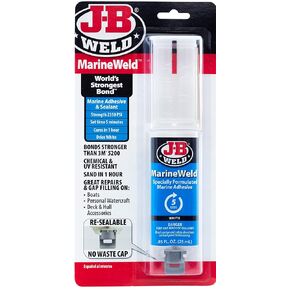 J-B Weld MarineWeld Syringe 2-Pack, White, UV Resistant, High-Strength & Impact Resistant, 25ml 2-Pack, 50172-2