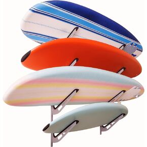 SteelChimp Surfboard Wall Rack | 4-Tier Horizontal Surf Board Rack | Anti-Sway Patent-Pending Arm Mount Design | USA Designed