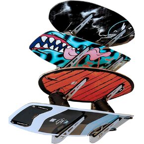 Wakeboard Wall Mount Rack | Anti-Sway Patent-Pending Arm Mount Design | Adjustable Steel 4-Tier Horizontal Wakeboard Rack | USA Designed