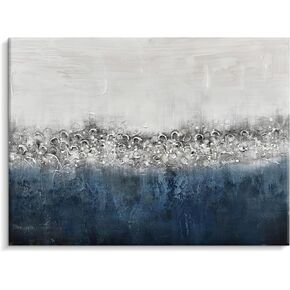 Creoate Framed Wall Art, Abstract Hand Painted Textured Canvas Wall Art Modern Large Size Black and White Home Decor for Living Room Wall Decor, Ready to Hang
