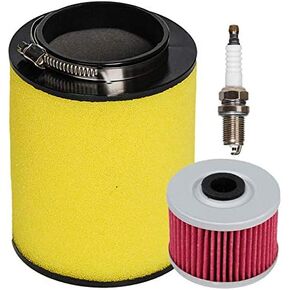 HIFROM ATV Air Filter Element Cleaner 17254-HP5-600 with Oil Filter Spark Plug Tune Up Kit Replacement for Honda Rancher 420 TRX420 TRX420FE TRX420FM TRX420TE TRX420TM 2007-2013
