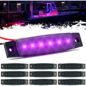 PSEQT LED Boat Navigation Lights Marine Interior Courtesy Light Strip Deck Transom Cockpit Lighting 3.8'' 6 LED 12V Waterproof Lamp w/Smoked Lens for Fishing Pontoon Kayak Yacht Sailboat (Blue 10Pcs)