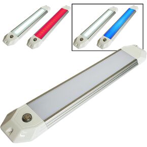 Wave One Marine | 12" Dual Color Dimmable Dome Boat Light | 12V Volt RV Aluminum Housing Touch Dimmer Switch | IP67 Waterproof Interior Exterior (White | Red)