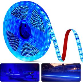 50ft أضواء قارب عائم البحرية أضواء LED قطاع 12V للماء، أضواء LED قارب أضواء سطح القارب الداخلية لقوارب الكاياك، قارب جون، قارب باس، قارب الصيد (الأزرق)