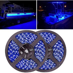 Marine Led Strip Lights, Pontoon Light Strip for Jon Bass Boat Sailboat Kayak, Marine Led Lights for Boats Deck Light Light Courtesy Interior Lights Fishing Night, 12v, 10m(32.8ft), Blue