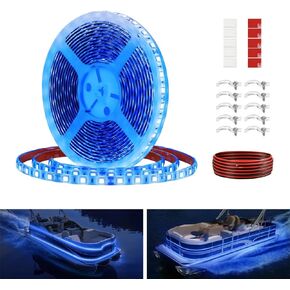 Pontoon LED Strip Lights, 12V 5M/16.4FT Waterproof Marine LED Light Boat Interior Light, Boat Deck Light for Pontoon Fishing Boat, Extension Cable Included