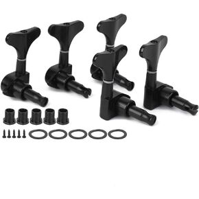 5pcs Bass Tuning Pegs Keys Machine Heads Keys 2L3R Guitar Tuning Pegs Keys Bass Guitar Tuner 5 String Bass Tuning Machines Guitar String Tuner Bass Guitar Tuner Acoustic Guitar Tuner (Black)