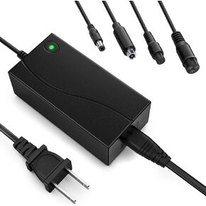 Falamiao 42V 2A Power Supply Charger Replacement Adapter for 36V Electric Scooter Li-ion Battery,with DC,3 Prong(8mm&12mm),RCA 5 Connector Tip for Gotrax Jetson Swagtron Bird Segway Ninebot Xiaomi