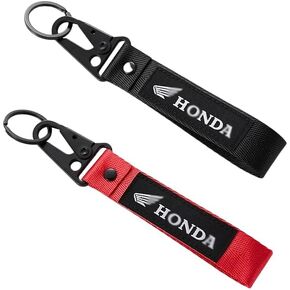 2 Pcs Fabric Keychain, Black and Red Motorcycle Keychain, Heavy Duty Key Chain for Bike, Car