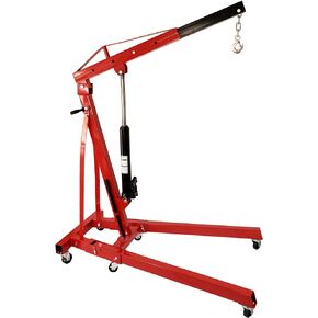 Hale Yeah Solutions Dual-Piston Jack Automotive Engine Hoist w/Handles & Hook Chain: Heavy Duty Construction Engine Lift, Folding Shop Crane Cherry Picker, Hydraulic Cherry Picker Engine Hoist Lift