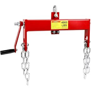 QWORK Engine Load Leveler, 4000lbs Laod Capacity, Heavy Duty Steel Engine Hoist Leveler Shop Crane Cherry Picker Lift Hoist with 2 Chains, Red